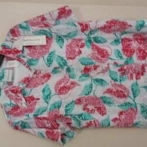Alfred Dunner New Pink Floral Cotton ButtonDown Blouse Size 8